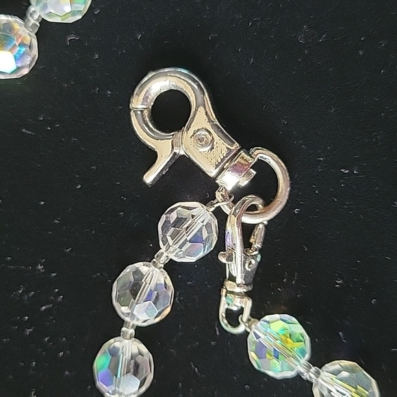 VTG Crystal Clear Beaded Lanyard / Necklace 14" Long - Picture 4 of 4